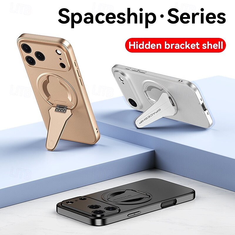 Phone Case For iPhone 17 Pro Max 17 Air 16 15 14 Pro Max 13 Pro Max Back Cover Magnetic Adsorption with Stand Holder Magnetic Shockproof Retro PC