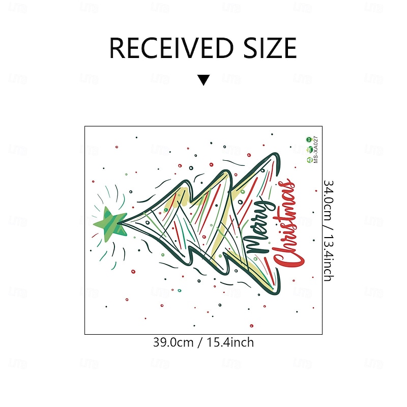 Christmas Sticker Wall Decals Painted Line Christmas Tree Removable Vinyl Mural Holiday Party Living Room Dining Room Glass Window Door Background Decoration For Home Festival Atmosphere3