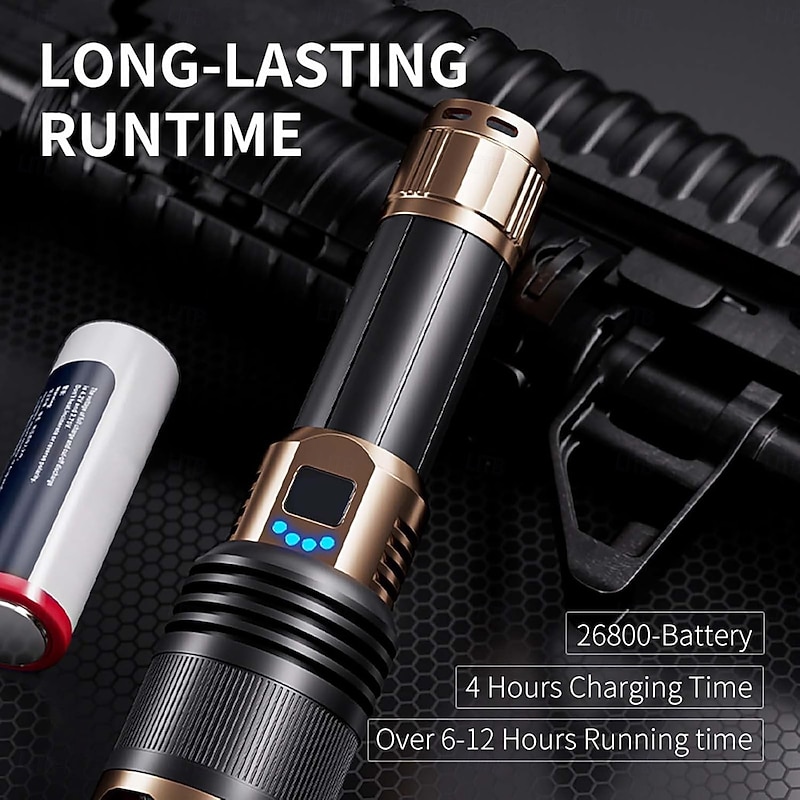 LED Flashlights High Lumens with Ignition Lens, 2000lm Super Bright Rechargeable Flashlight,Zoomable,Four Modes,Waterproof Tactical Flash Light for Camping Essentials,Outdoor,Home&Gifts4