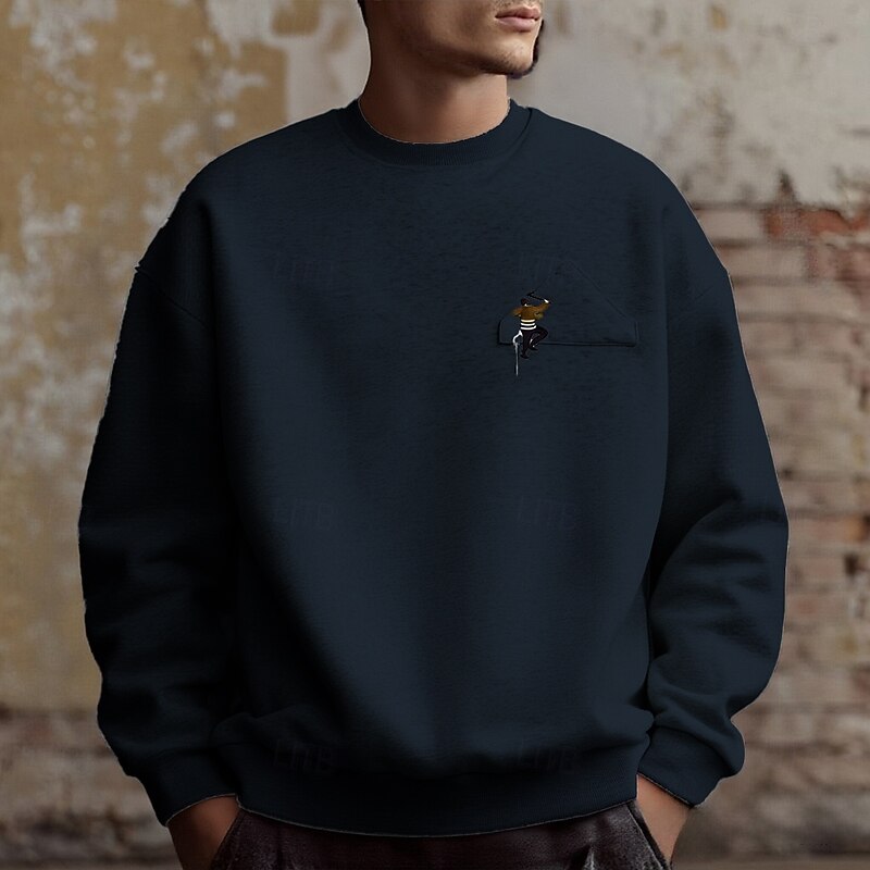 Men's Sweatshirt Black White Navy Blue Crew Neck Plain Embroidery Sports & Outdoor Daily Holiday Cotton Streetwear Basic Casual Spring Fall Clothing Apparel Hoodies Sweatshirts3