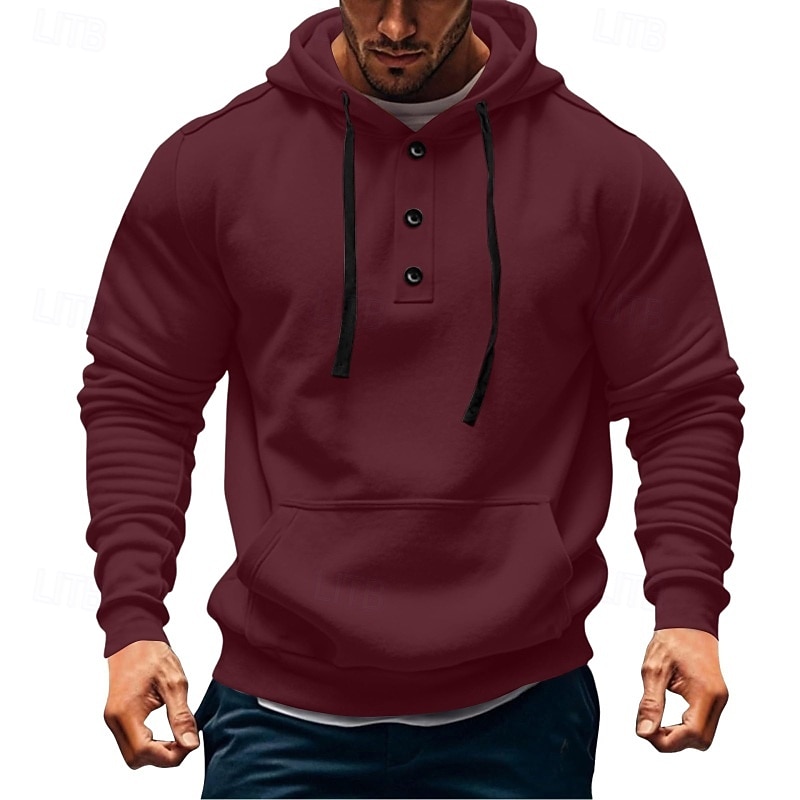 Men's Hoodie Button Up Hoodie Fleece Hoodie Tactical Hoodie Black White Army Green Burgundy Navy Blue Hooded Plain Pocket Sports & Outdoor Casual Daily Streetwear Cool Sportswear Spring &  Fall3