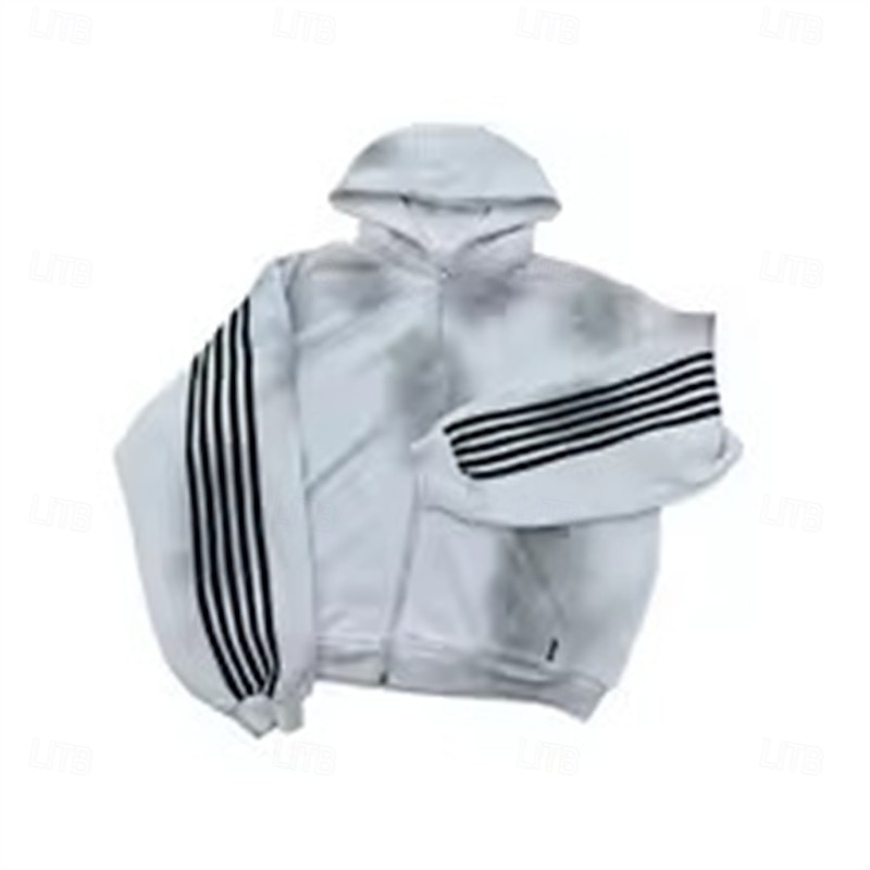 Men's Hoodie Full Zip Hoodie Gray Hooded Stripes Pocket Sports & Outdoor Daily Holiday Polyester Streetwear Basic Casual Spring Fall Clothing Apparel Hoodies Sweatshirts3