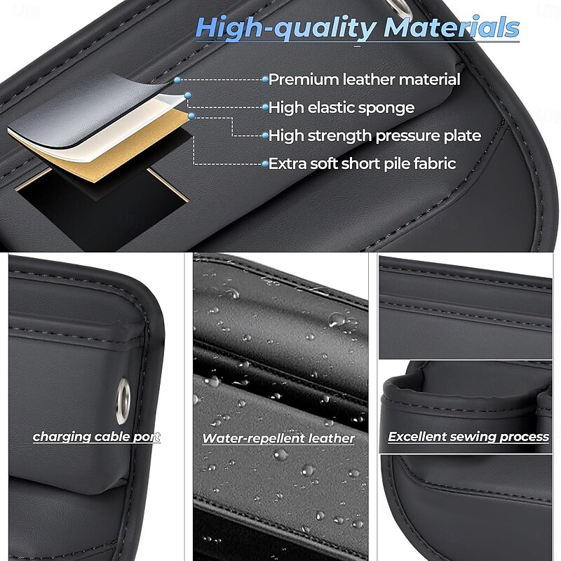 2 Packs Car Seat Gap Filler Organizer, Car Seat Organizer, Seat Gap Storage Box with Cup Holders for Drink, Car Leather Cup Holder Gap Bag Front Seat for Phone, Sunglasses,Keys(Left+Right Side)3