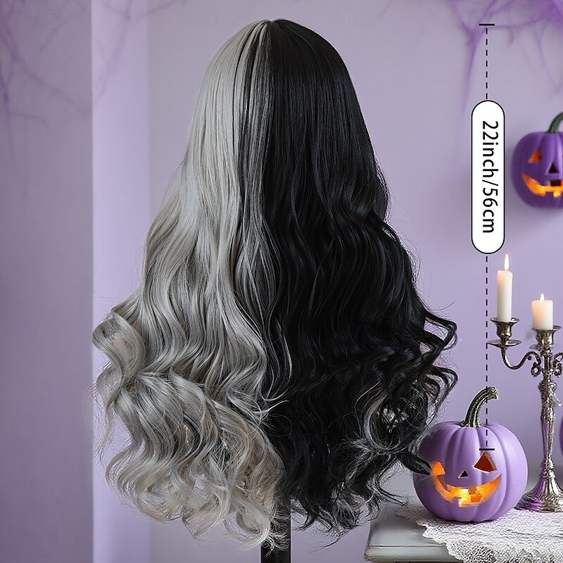 Synthetic Wig Curly Wavy Middle Part Neat Bang Wig 22 inch A3 Synthetic Hair 22 inch Women's Soft Comfy Multi-color4