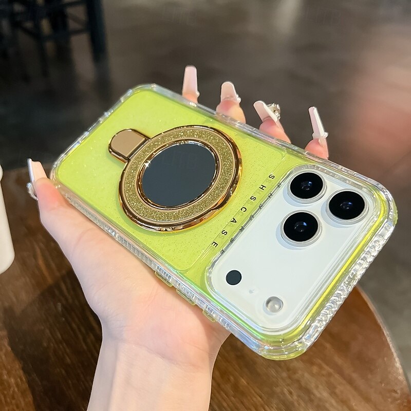 Phone Case For iPhone 17 Pro Max 17 Air 16 15 14 Pro Max Plus 13 Pro Max Back Cover with Stand Holder Bling Glitter Shiny Shockproof Retro TPU Acrylic4