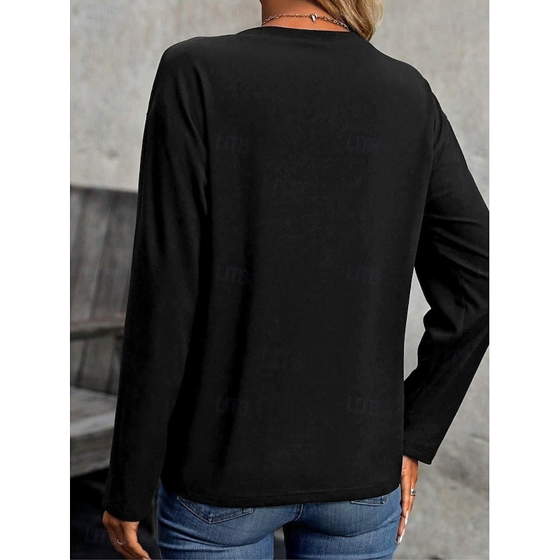 Christmas Women's T Shirt Graphic Christmas Tree Vintage Fashion Stylish Long Sleeve Crew Neck Round Neck Regular Tops Daily Weekend Print Black Red Blue Green Spring Fall Winter2