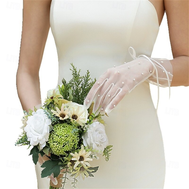 Tulle / Mesh Wrist Length Glove Elegant / Party / Evening / Stylish With Pure Color Wedding / Party Glove4