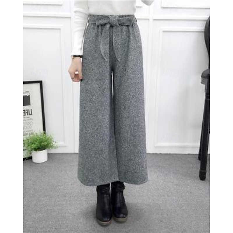 Women's Chinos Straight Streetwear Casual Ankle-Length Medium Waist Plain Elastic Waist Comfortable Micro-elastic Outdoor Going out Weekend Light Gray Dark-Gray Black Fall Winter Regular Fit2