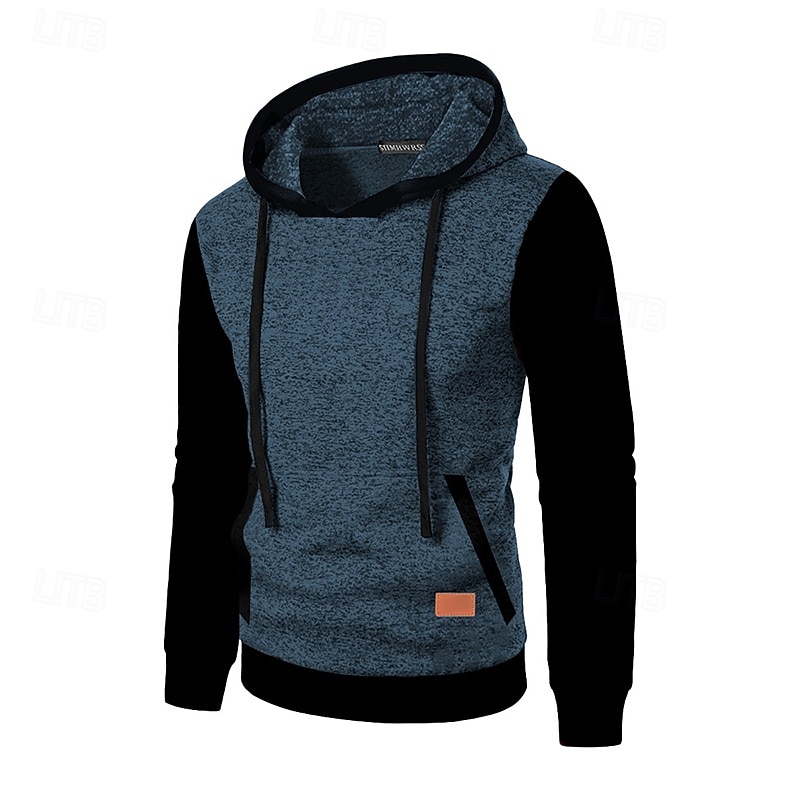 Men's Jacquard Hoodie Pullover Hoodie Sweatshirt Wine Red Denim Blue Army Green Navy Blue Light Grey Hooded Plain Patchwork Color Block Sports & Outdoor Casual Daily Streetwear Cool Sportswear Fall3