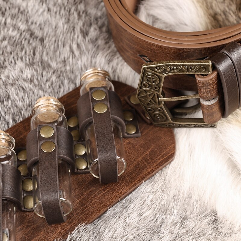 Medieval Renaissance Waist Belt Viking Fancy Dress Men's Women's Celtic Viking Fantasy Halloween Carnival Performance LARP Adults' Belt Magic Bottle All Seasons4