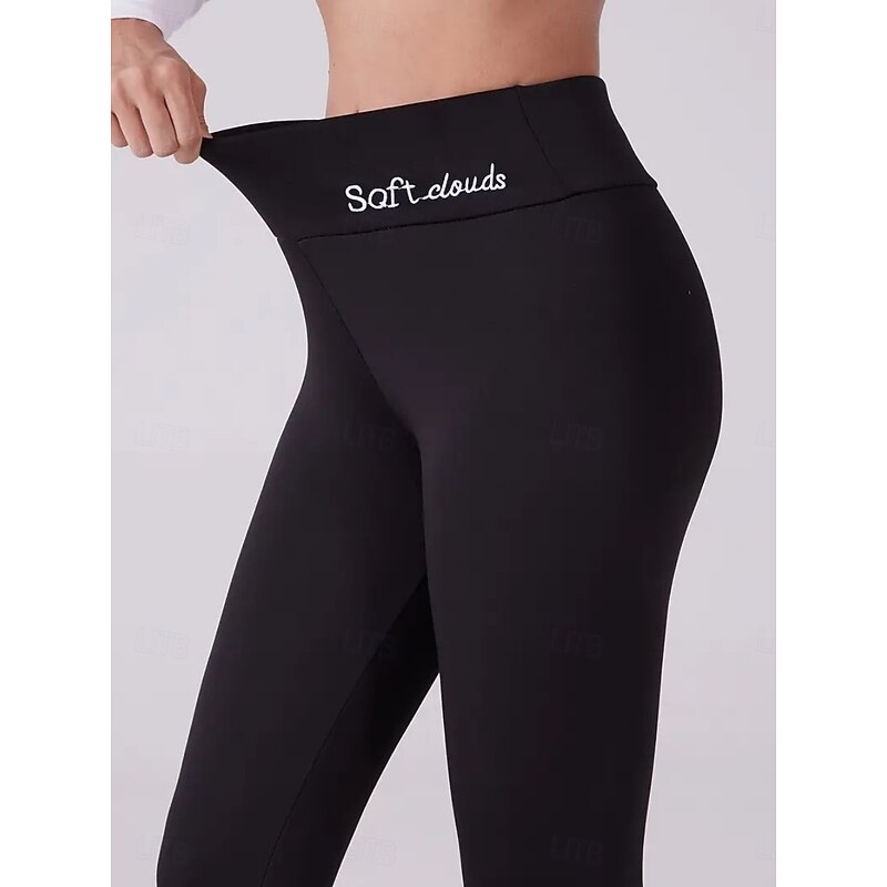 Women's Fleece Pants Leggings Fashion Streetwear Basic Full Length High Waist Plain High Cut Comfy Soft Comfortable Stretchy Vacation Home Street Wine Navy Black Gray Spring Fall Winter Regular Fit2