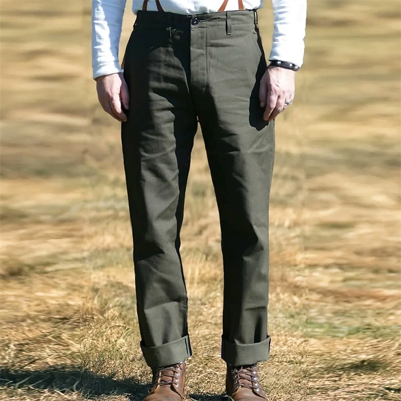 Men's Cargo Pants Trousers Pocket Buttons Plain Wearable Outdoor Daily Camping & Hiking Fashion Classic Black Army Green