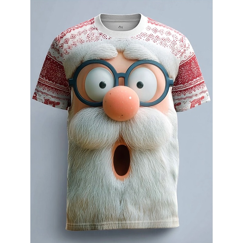 Christmas Women's T Shirt Graphic Santa Claus Vintage Stylish Classic Short Sleeve Crew Neck Round Neck Regular Tops Daily Print Pink Blue Green Fall Winter2