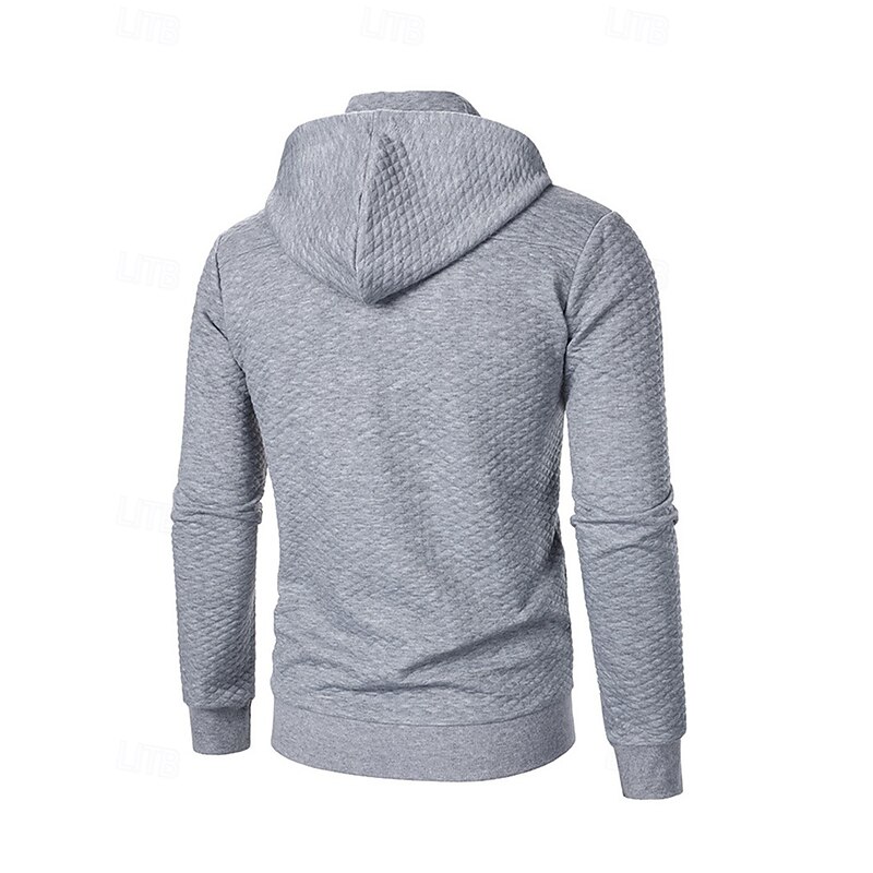 Men's Hoodie Quarter Zip Hoodie Black Wine Navy Blue Light Grey Dark Gray Hooded Plain Jacquard Zipper Sports & Outdoor Daily Holiday Polyester Streetwear Basic Casual Spring Fall Clothing Apparel4