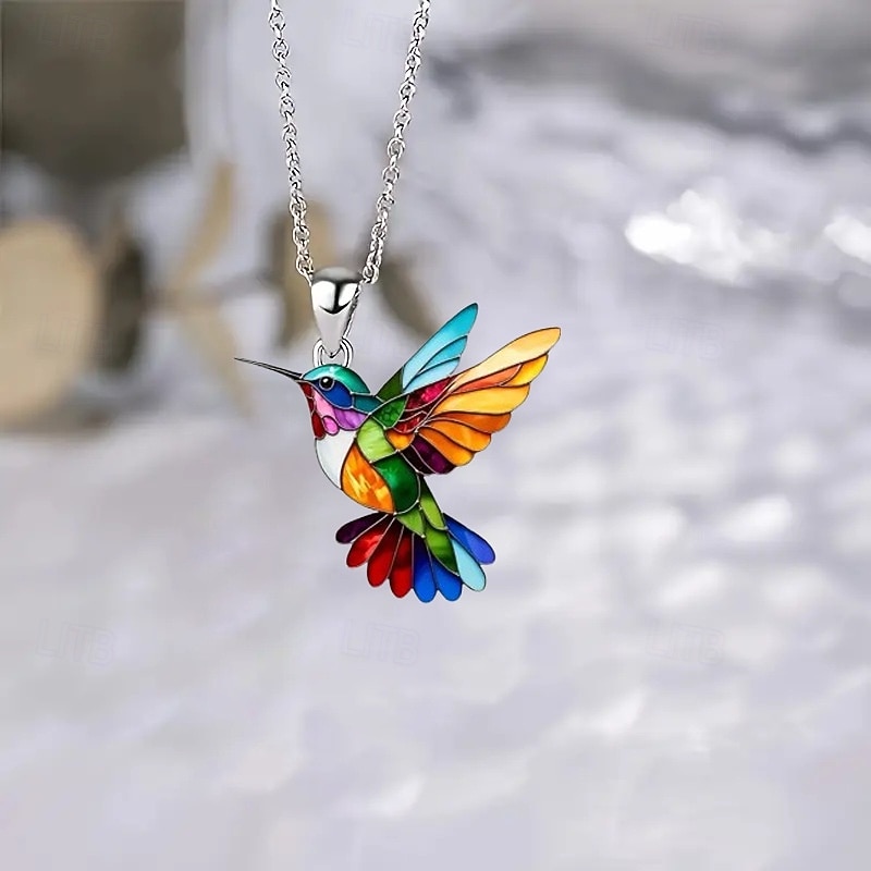 Colorful Hummingbird Earrings, 2D Acrylic Bird Dangle Earrings, Fashion Retro Jewelry for Women, 2024 New Trendy Statement Earrings2