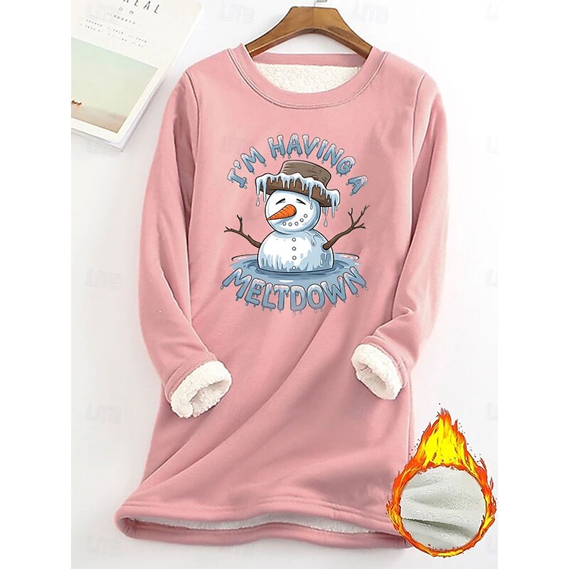 Women's Pullover Sweatshirt Graphic Letter Warm Casual Fuzzy Long Sleeve Round Neck Long Tops Street Casual Light Pink Black Dark Pink Blue Spring Fall Winter