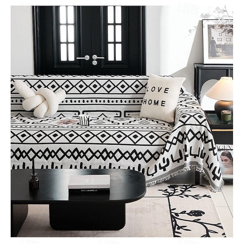 Nordic Geometric Couch Cover for Pets, Pet Friendly Moroccan Abstract Sofa Throw Blanket, Anti-Scratch All-Season Sofa Protector, Decorative Couch Slipcover for Living Room