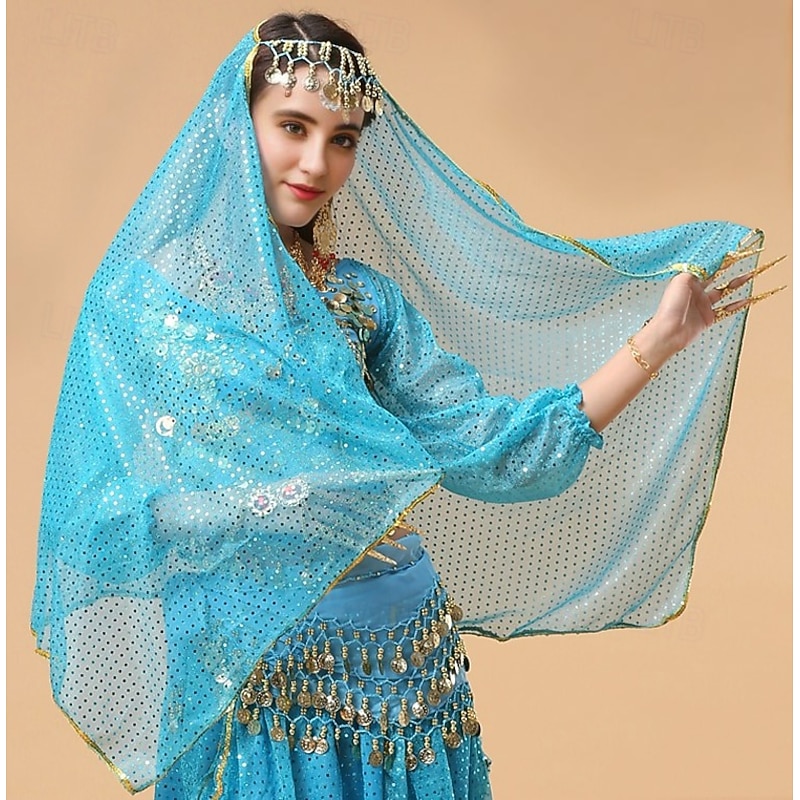 Belly Dance Veil Women's Performance Tulle Crystals / Rhinestones Headwear3