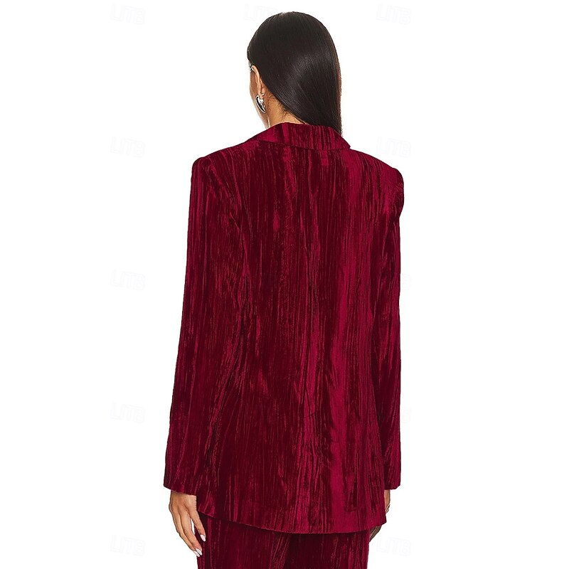 Women's Blazer Sport Coat Formal Wedding Guest Vintage Tuxtured Velvet Elegant Long Sleeve Notch Lapel Single Breasted with Flapped Pockets2