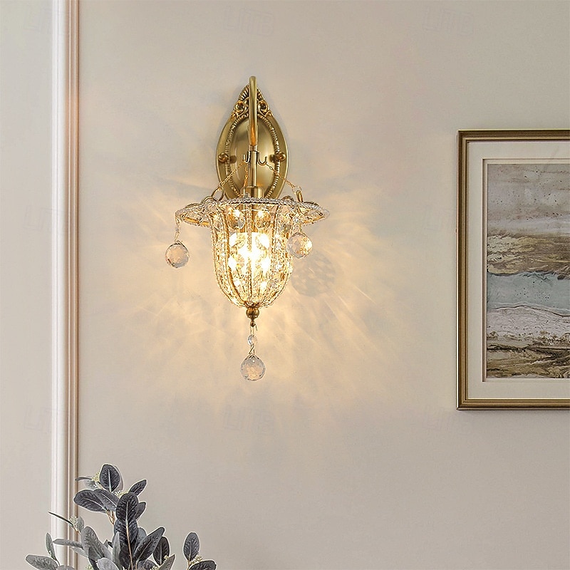 Crystal Indoor Wall Lights Brass LED Nordic Style Living Room Shops Cafes Steel Wall Light 110-240V
