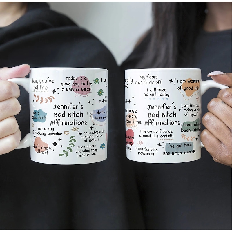 Personalized Funny Mug Custom Name Christmas Gift Mug Bad B*Tch Affirmations - For Coworkers Friends Self Gift2