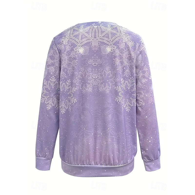 Women's Pullover Sweatshirt Graphic Santa Claus Snowman Fashion Casual Long Sleeve Crew Neck Regular Tops Street Dailywear Casual Print Light Purple Purple Brown Gray Fall Winter2