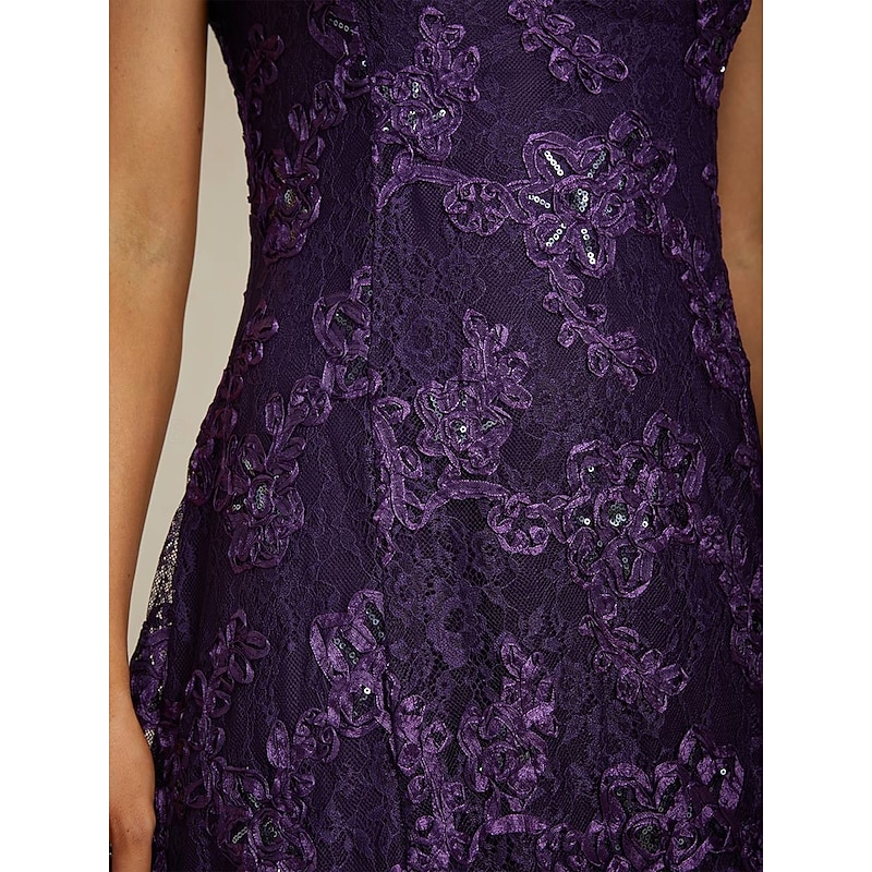 Women's Maxi Dress Sheath Dress Elegant Party Cocktail Regular Fit Solid Color Short Sleeve Crew Neck Eggplant Summer Spring3