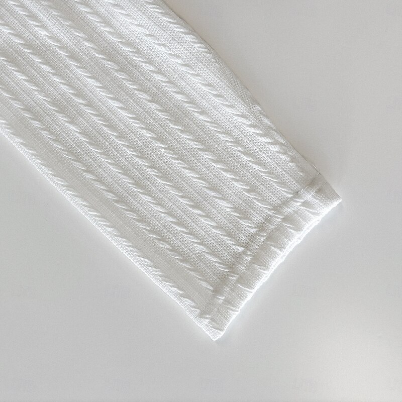 Men's Men V Neck Rib-knit Tee Ribbed Knit tee Tee Top Long Sleeve V Neck Summer Spring Fall Solid Color Plain Jacquard Modern Casual Comfortable Buttons Basic Plain Home Street Casual White Navy Blue4