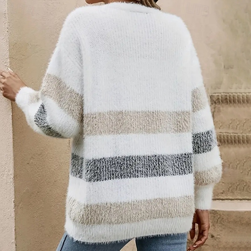 Women's Sweater Cardigan Streetwear Casual Floral V Neck Buttons Knitted Long Sleeve Regular Tops Knit Daily Holiday Going out Khaki Fall Winter3