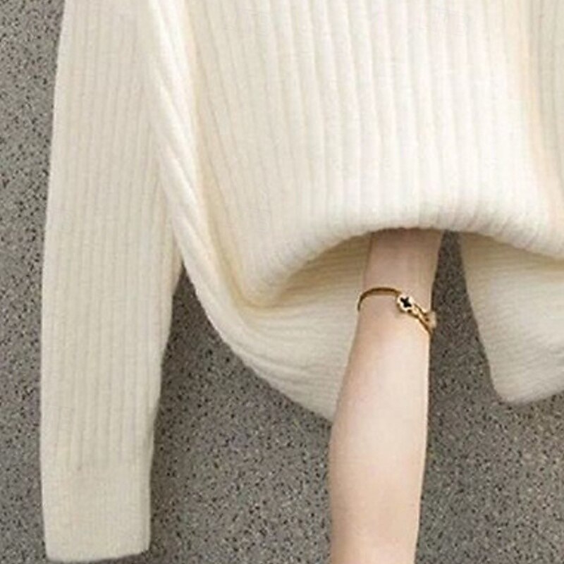 Women's Sweater Fashion Basic Casual Pure Color Ribbed Half Zip Zipper Knitted Long Sleeve Regular Tops Knit Outdoor Daily Weekend Beige Fall Winter3