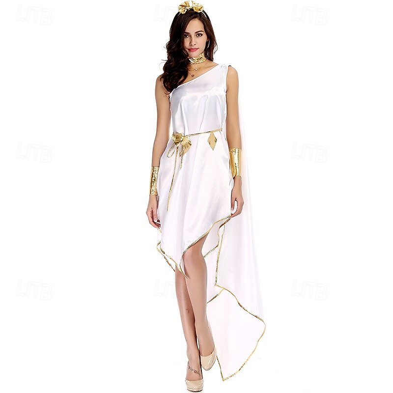 Ancient Greek Roman Dress Fancy Costume Chiton Goddess Fancy Dress Women's Halloween Carnival Performance Party Adults Dress More Accessories Headband2