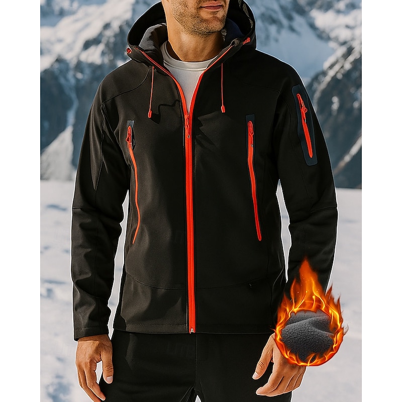 Men's Windbreaker Hiking Jacket Hiking Fleece Jacket Winter Outdoor Thermal Warm Waterproof Windproof Fleece Jackets Hunting Climbing Camping / Hiking / Caving Black Navy Blue Royal Blue Orange4