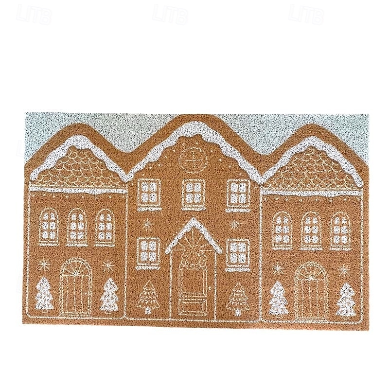 New Christmas Gingerbread House Doormat, Dirt-Resistant and Non-Slip Entrance Floor Mat, Durable Coiled Rug for Entryway2