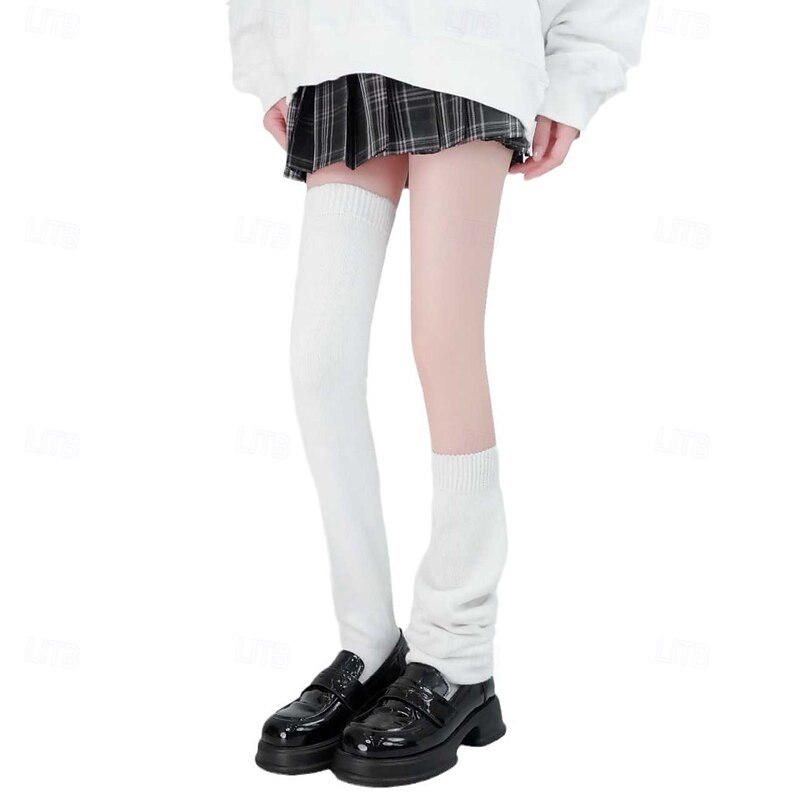 Women Slouch Knit Socks, Fall and Winter Warm Solid Color Leg Warmers, JK Schoolgirl Style Calf Socks, Knee High Sock Covers2