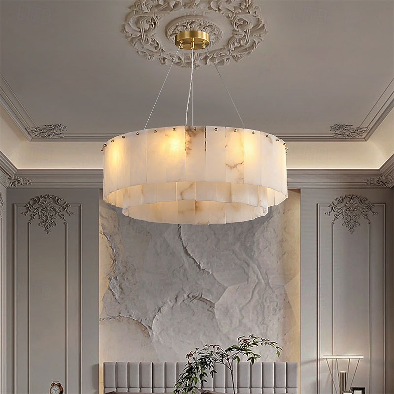 Round Alabaster Chandelier 60cm Chain Adjustable