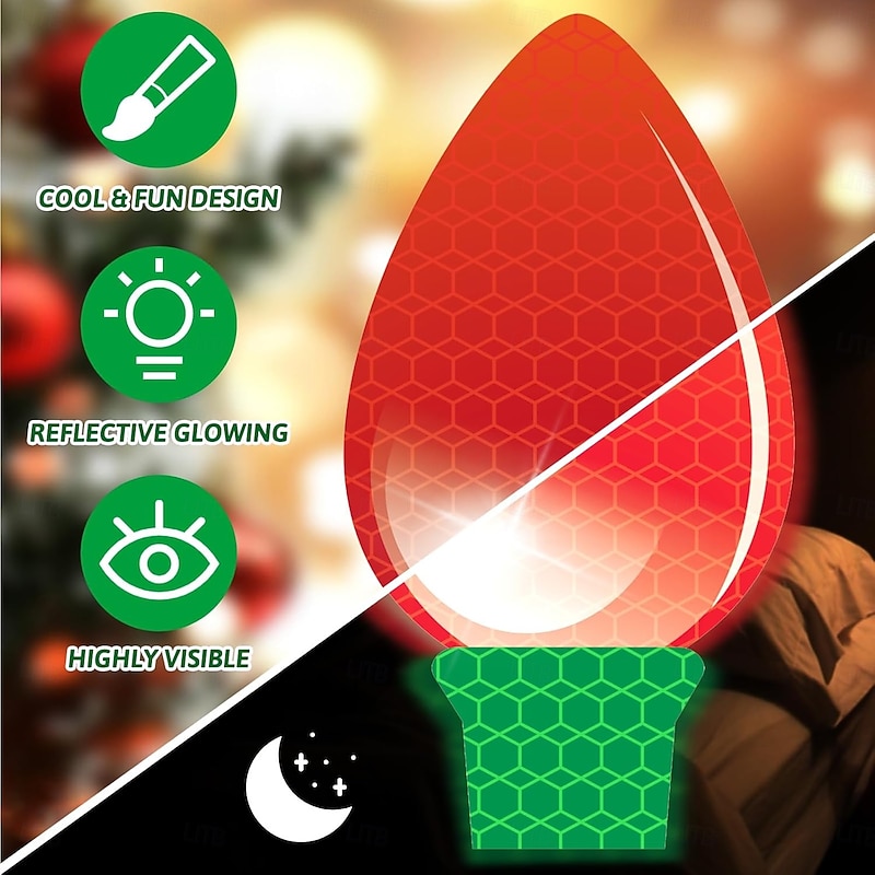 Christmas Reflective Car Magnets Decorations, Refrigerator Colorful Bulb Light Magnets with Magnetic Wires Decals for Xmas Holiday Birthday Cars Mailbox Window Garage4