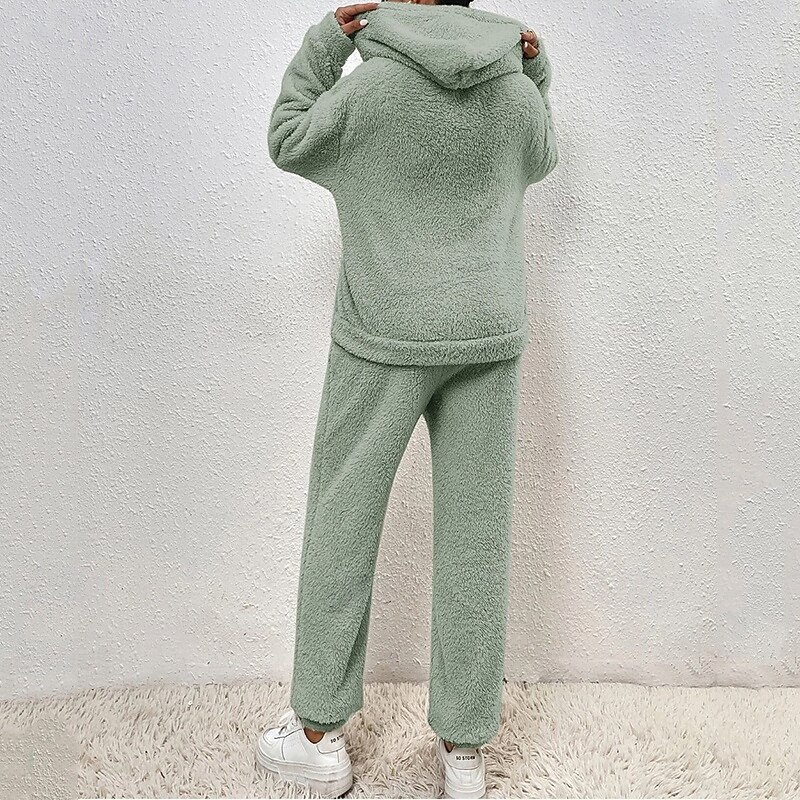 Women's 2 Piece Tracksuit Lounge Hoodie Sweatsuit Sets Solid Colored Clothing Suit Fall & Winter Black White Gym Outdoor Running Long Sleeve Sport Activewear Micro-elastic Regular Fit2