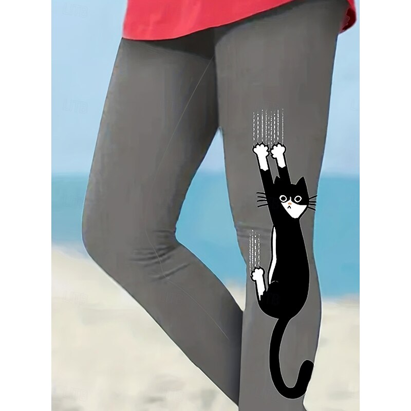 Women's Slacks Leggings Cozy Leggings Vacation Vintage Streetwear Full Length Natural Graphic Animal Elastic Waist Print Comfy Outdoor Comfortable High Elasticity Outdoor Vacation Streetwear Gray2