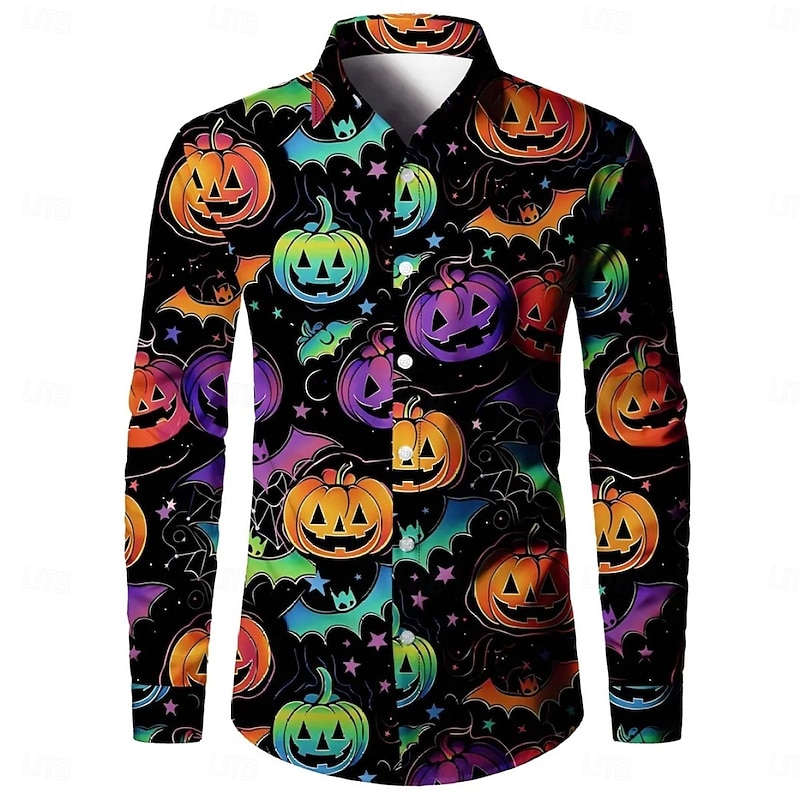 Halloween Skeleton Skull Pumpkin Blouse / Shirt Button Down Shirt Print For Men's Adults' Halloween Carnival Masquerade 3D Print Party Halloween