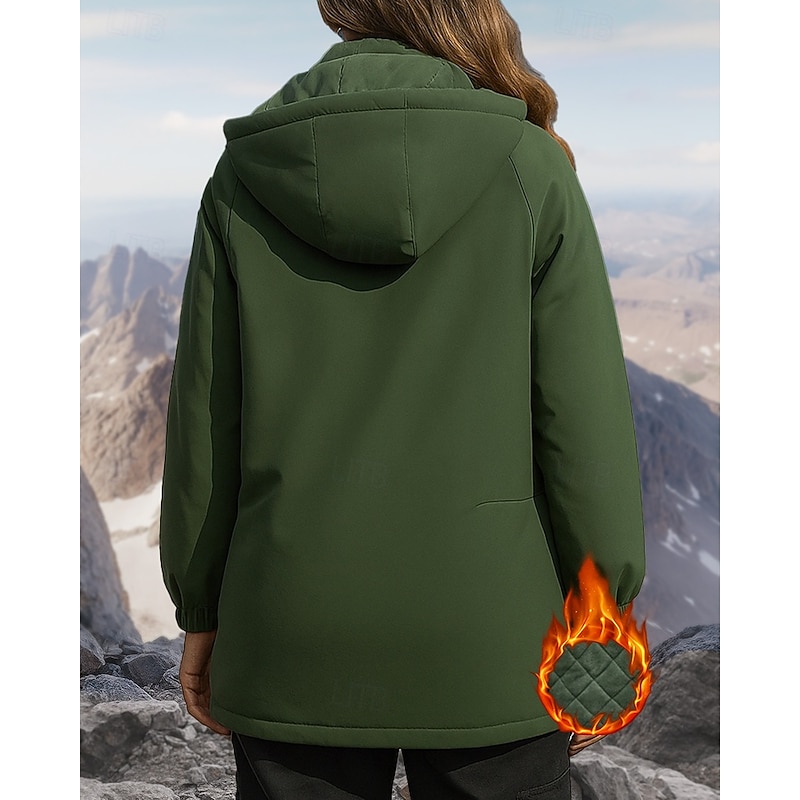 Women's Hoodie Jacket Windbreaker Hiking Jacket Puffer Jacket Winter Outdoor Thermal Waterproof Windproof Winter Jacket Hunting Climbing Camping / Hiking / Caving Pink Army Green Blue Purple Khaki2