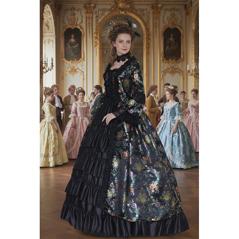 Gothic Lolita Rococo Victorian Fancy Costume Ball Gown Prom Dress Plus Size Queen Princess Floral Fancy Dress Women's Royal Halloween Carnival Performance Masquerade Ren Faire Adults' Dress3