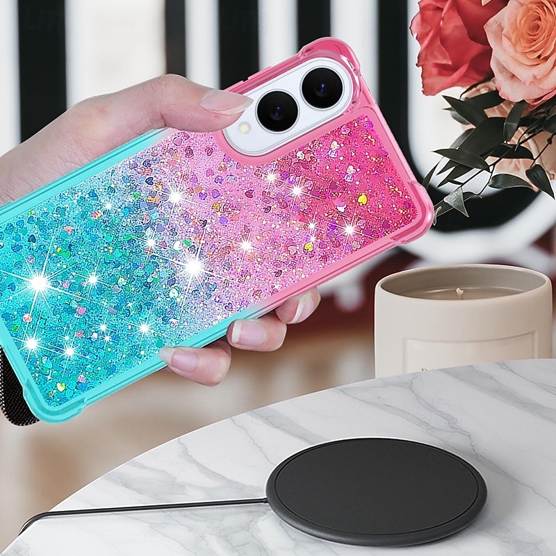Phone Case For Samsung Galaxy S25 S24 S23 S22 Plus  Ultra A14 A34 A54 A24 A73 A53 Back Cover Bling Glitter Shiny Shockproof Color Gradient PC