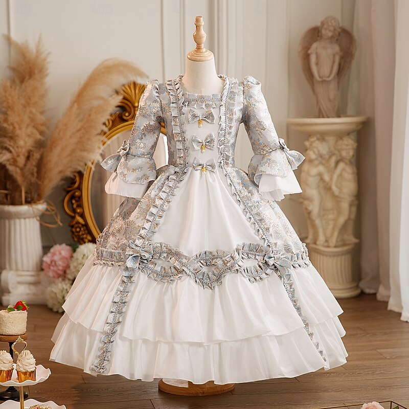 Rococo Steampunk Fancy Maxi Party Costume Accessories Bell Sleeve Princess Bow Retro Ball Gown Point Fancy Dress Girls' Royal Christmas Halloween Carnival Masquerade Wedding Party Festival Kid's2