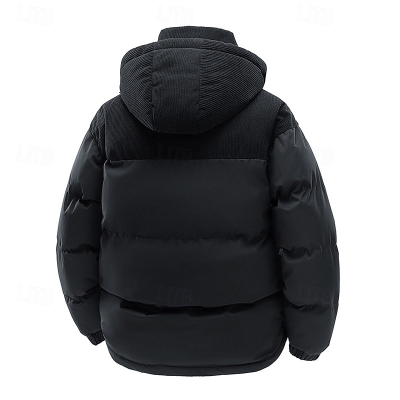 Men's Winter Coat Puffer Jacket Padded Jacket Pocket Polyster Vacation Daily Wear Date Regular Fashion Casual Comfortable Thermal Warm Winter Color Block Black Pink Blue Green Puffer Jacket3
