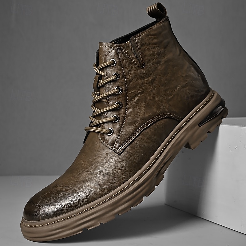 Men's Dark Brown Lace-Up Ankle Boots – Classic Casual Fashion Footwear for Business, Outdoor and Daily Comfort