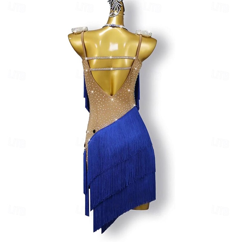 Sling Latin Dance Dresses for Women Fringe Split Leg Latin Competition Dress Ballroom Salsa Samba Costume4