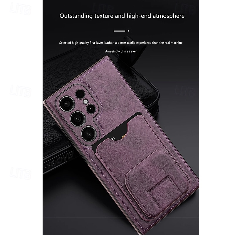 Phone Case For Samsung Galaxy S25 S24 S23 S22 Plus  Ultra A56 A16 A55 5G A15 A54 Back Cover with Stand Holder Card Slot Shockproof Retro TPU PU Leather4