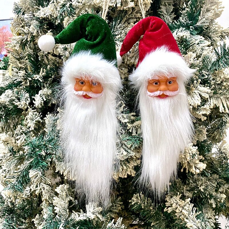 Santa Claus Wine Bottle Cover Christmas Decoration, Festive Santa Head Bottle Sleeve, Holiday Tree Topper, Kitchen and Window Display Ornament, Xmas Party Decor4