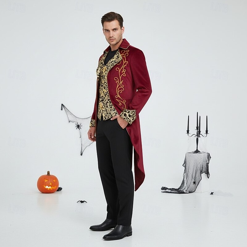 Medieval Renaissance Steampunk Coat Tailcoat Vampire Nobleman Fancy Dress Men's Halloween Carnival Performance LARP Ren Faire Adults' Coat3