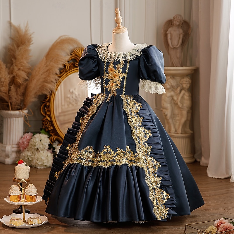 Rococo Princess Fancy Maxi Party Costume Accessories Bell Sleeve Princess Bow Retro Ball Gown Point Fancy Dress Girls' Royal Christmas Halloween Carnival Masquerade Wedding Party Festival Kid's2